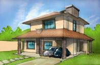 2 sketches of a country home project