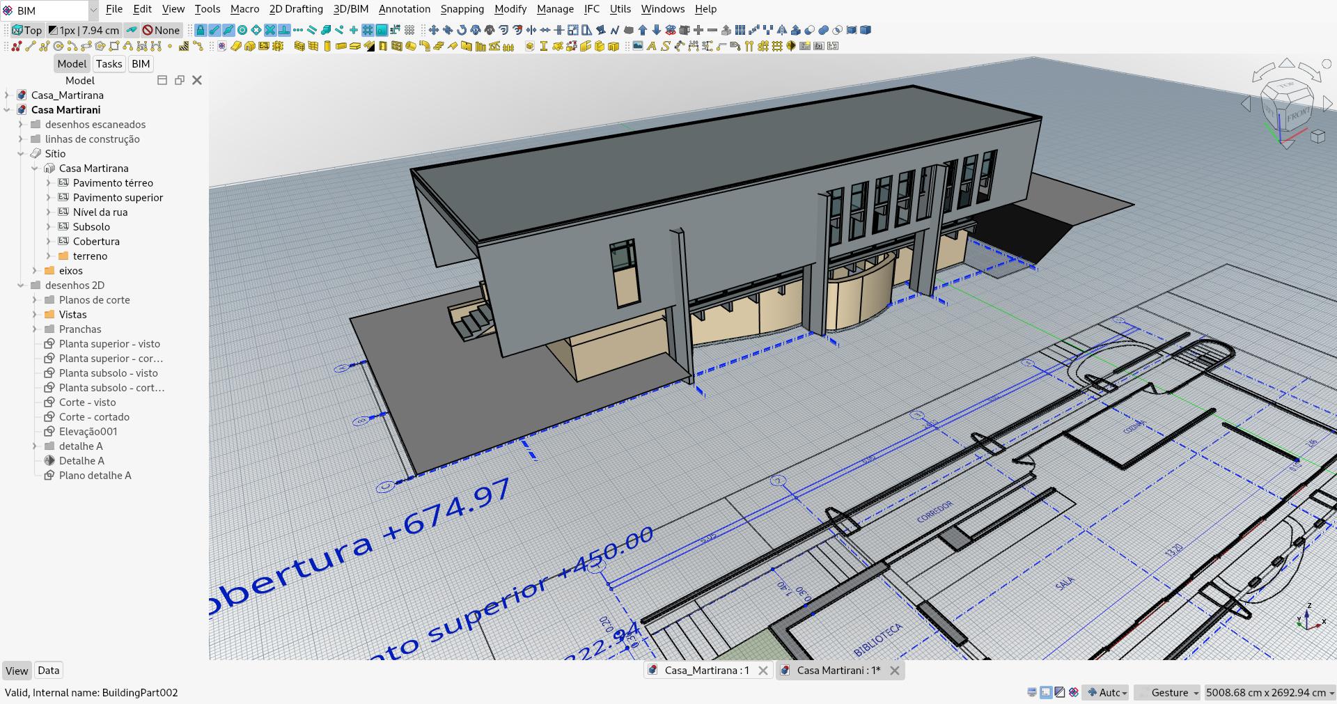 the casa Martirani by Artigas, modeled in FreeCAD