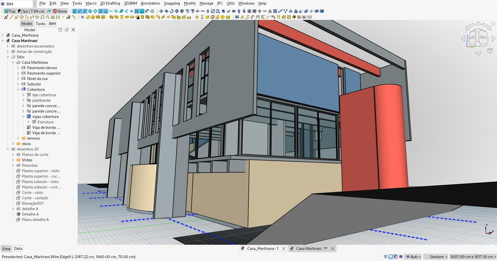 the casa Martirani modeled in FreeCAD