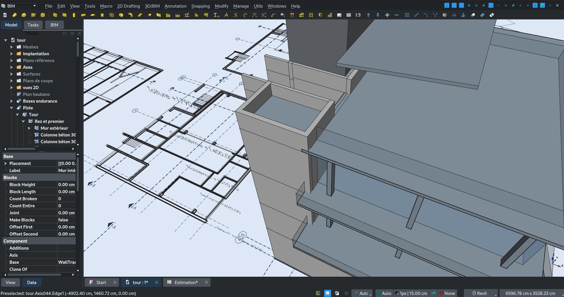 screenshot of the BIM workbench