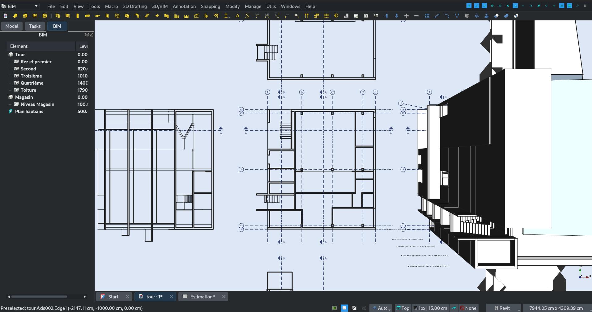 screenshot of the BIM workbench