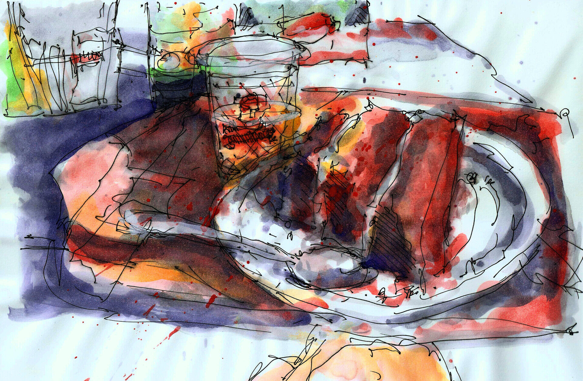 Watercolor drawing of the college