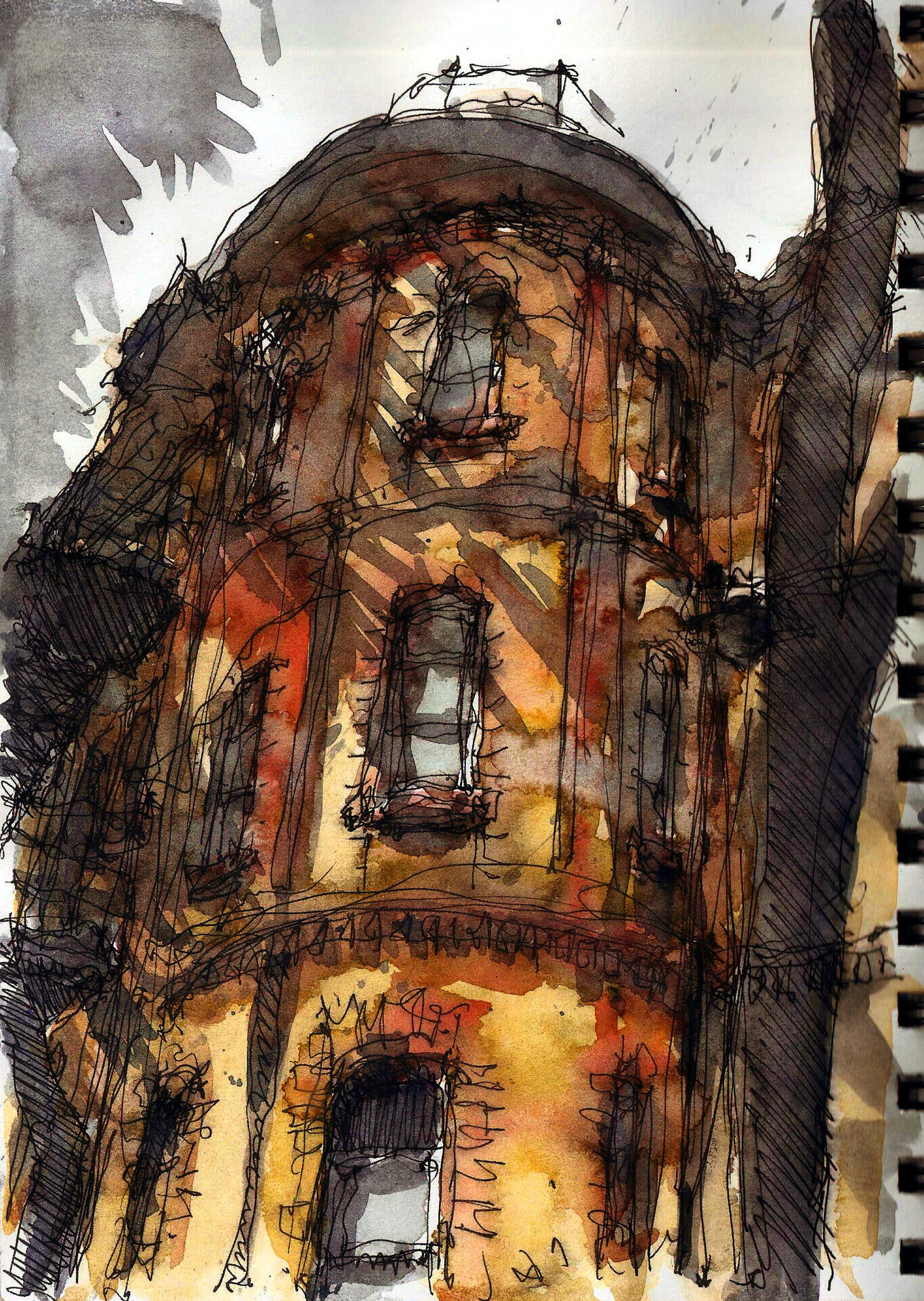 Watercolor drawing of the college
