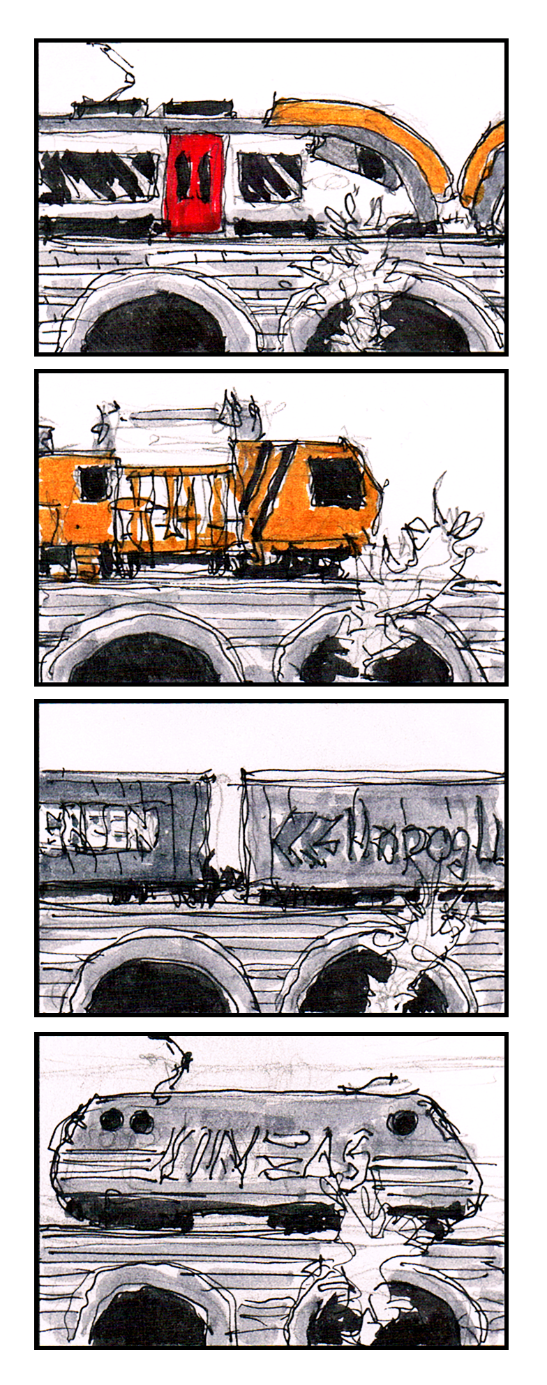 a 4-cases vertical strip
