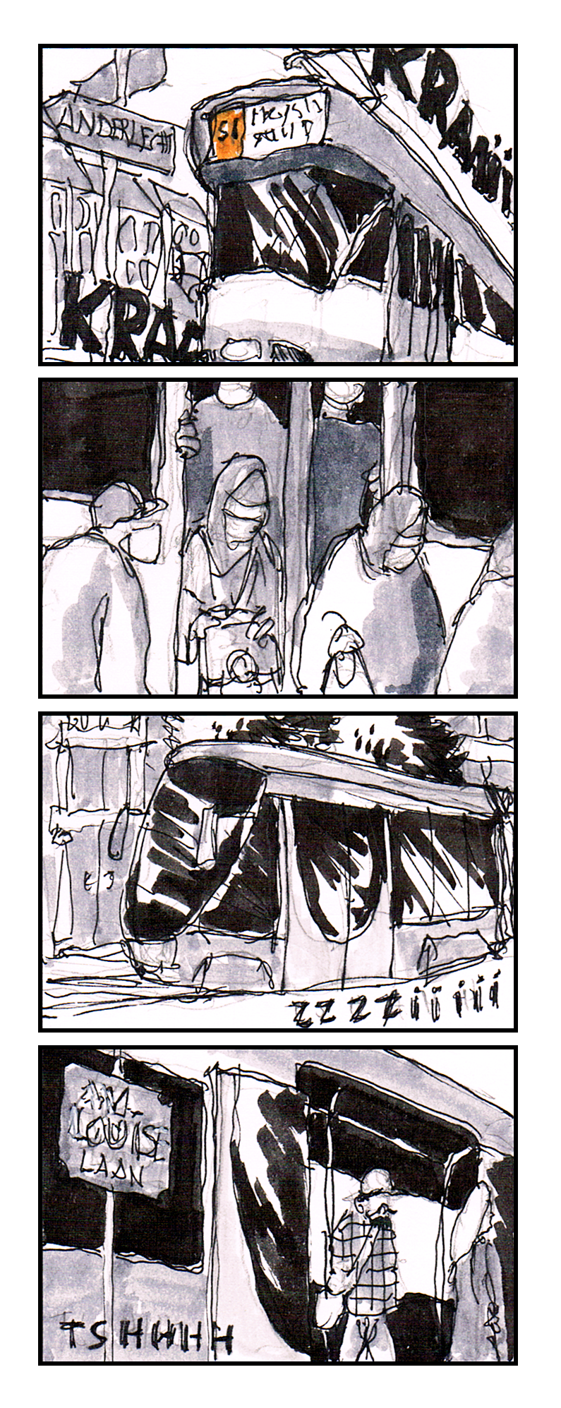 a 4-cases vertical strip
