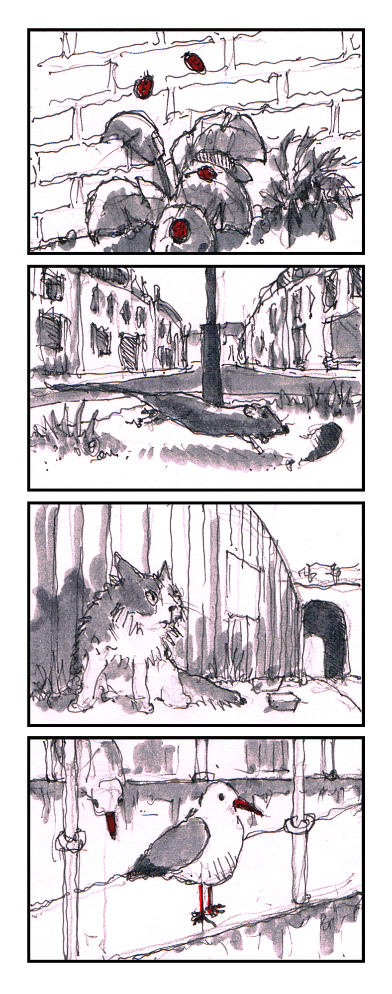 a 4-cases vertical strip